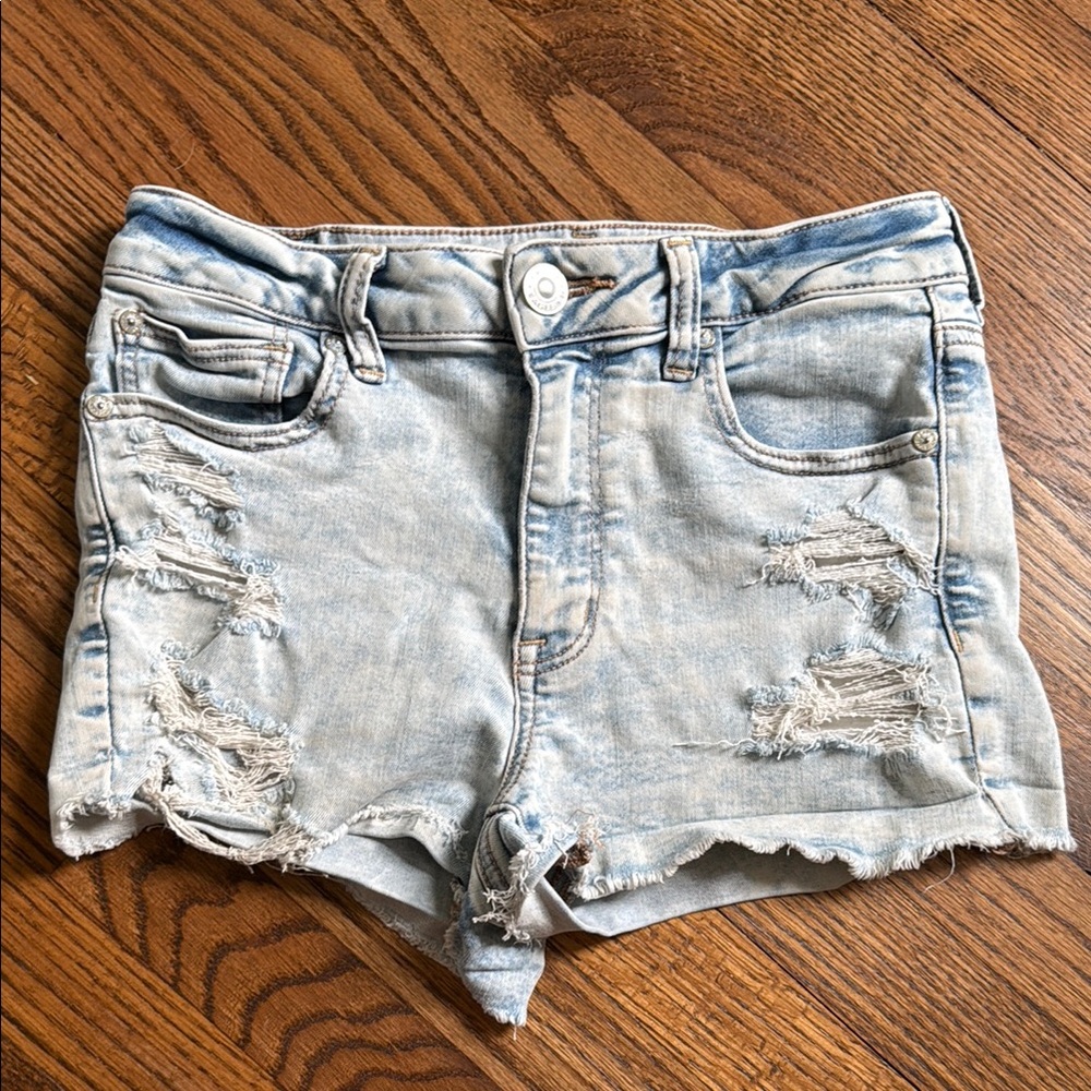 American Eagle High Rise Stretch Distressed Denim Women's Shorts